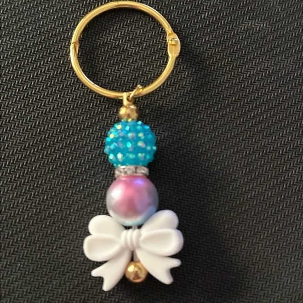 Colorful Beaded Keychain with Bow